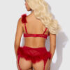 Scarlett Open Cup Marabou Bra, Garter & G-String Set