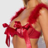 Scarlett Open Cup Marabou Bra, Garter & G-String Set