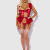 Scarlett Open Cup Marabou Bra, Garter & G-String Set