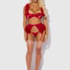 Scarlett Open Cup Marabou Bra, Garter & G-String Set