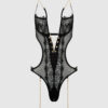 Maeve Chain & Lace Crotchless Teddy With Thigh Garters