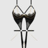 Maeve Chain & Lace Open Cup & Crotchless Harness Teddy