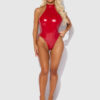 Phoenix Patent Grommet Lace Up Side Halter Neck Teddy