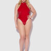 Phoenix Patent Grommet Lace Up Side Halter Neck Teddy