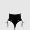 Phoenix Patent Grommet Lace Up Side Halter Neck Teddy