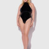 Phoenix Patent Grommet Lace Up Side Halter Neck Teddy