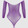 Fine Fishnet & Rhinestone Long Sleeve Teddy Bodystocking