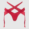 Pia Shine Mesh Open Crotch Tanga With Garters