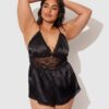 Elisa Satin & Lace Racerback Sleep Romper