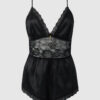 Elisa Satin & Lace Racerback Sleep Romper