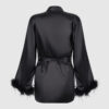 Scarlett Satin & Feather Trimmed Short Sleep Robe