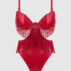 Hendrix Faux Leather & Fringe Crotchless Teddy