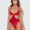 Hendrix Faux Leather & Fringe Crotchless Teddy
