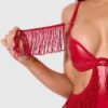 Hendrix Faux Leather & Fringe Crotchless Teddy