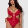 Hendrix Faux Leather & Fringe Crotchless Teddy