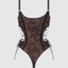 Luella Hook & Eye Front Strappy Lace Teddy
