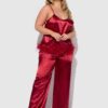 Scarlett Satin Sleep Cami & Long Pant With Feather Trim