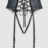 Harlow Embroidered Mesh Lace Up Backless Cheeky