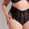 Harlow Embroidered Mesh Lace Up Backless Cheeky