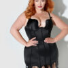Rising Star Plunge Push Up Chemise in Lune Satin & Beads