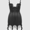 Rising Star Plunge Push Up Chemise in Lune Satin & Beads