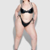 Onyx Leather & Lace Underwire Swim Top