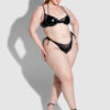 Onyx Leather & Lace Underwire Swim Top