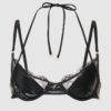 Onyx Leather & Lace Underwire Swim Top