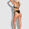 Onyx Leather & Lace Underwire Swim Top