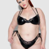 Onyx Leather & Lace Underwire Swim Top