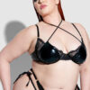 Onyx Leather & Lace Underwire Swim Top